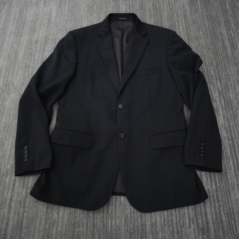 Pronto Uomo Blazer Men 100% Wool‎ Black Solid 2 Button Closure Suit 42 Regular